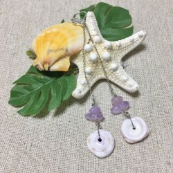 画像1: マウイプカシェル チェーンピアス アメジスト