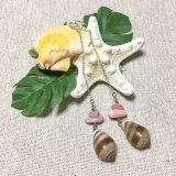 シェル チェーンピアス ピンクオパール