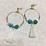 タッセルフープピアス ターコイズ