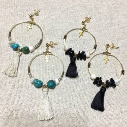 画像4: タッセルフープピアス ターコイズ