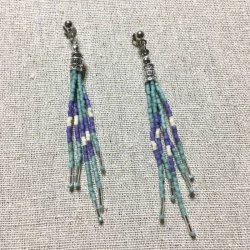 画像2: ネイティブ ビーズフリンジピアス ターコイズ