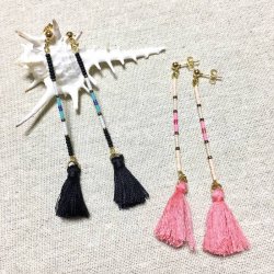 画像5: ビーズ＆タッセル ボヘミアンピアス ピンク