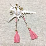 ビーズ＆タッセル ボヘミアンピアス ピンク