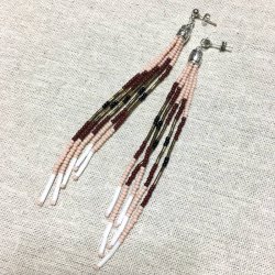 画像2: ネイティブ ビーズフリンジピアス ブラウン